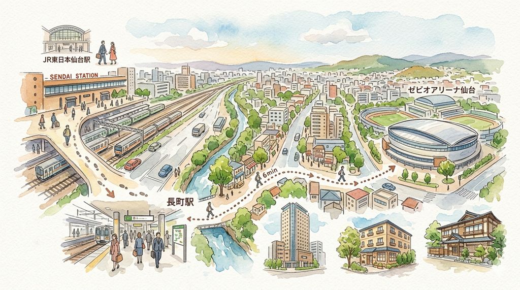 長町駅からゼビオアリーナ仙台